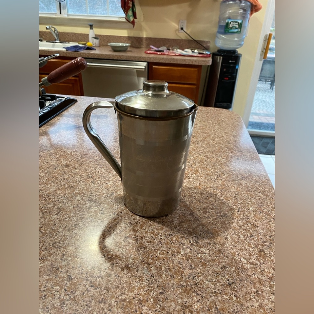 Stainless Steel any drink Pitcher with Lid - Silver inside copper